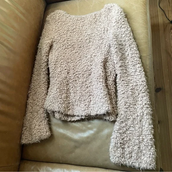 Free People pink Teddy marshmallow furry wrap sweater ballet romantic - Picture 4 of 7